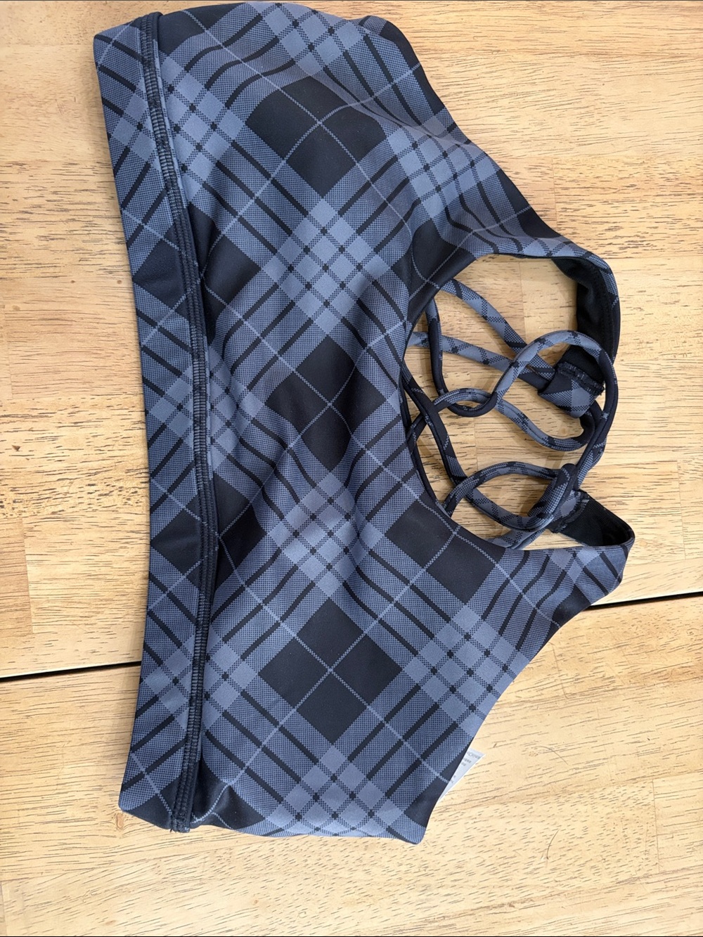 Constantly Varied Gear Gray Plaid Strappy Sports Bra